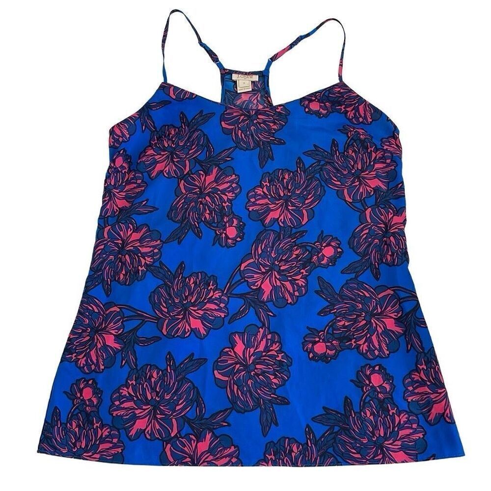 J. Crew Blue Pink Modern Floral Print Camisole - Size 0
